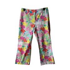 Lilly Pulitzer White Label Harbor View Parrot Tropical Flare Capri Pants Size 6