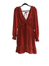 Forever 21 + Dress Womens 1x Polka Dot Long Sleeve V-Neck Semi Sheer