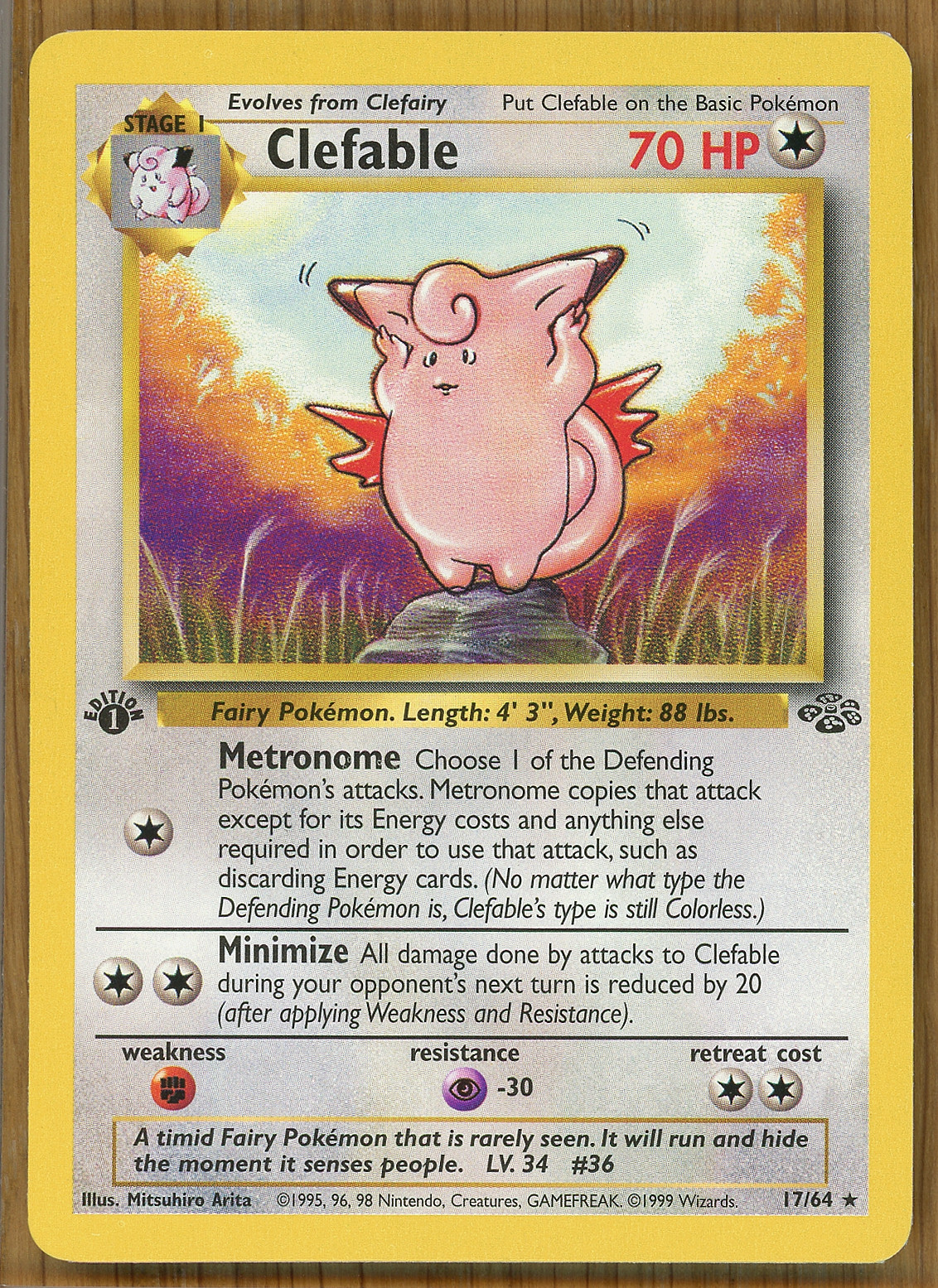 Clefable ~ 17/64 ~ Rare ~ Jungle 1st Edition ~ Near Mint!!