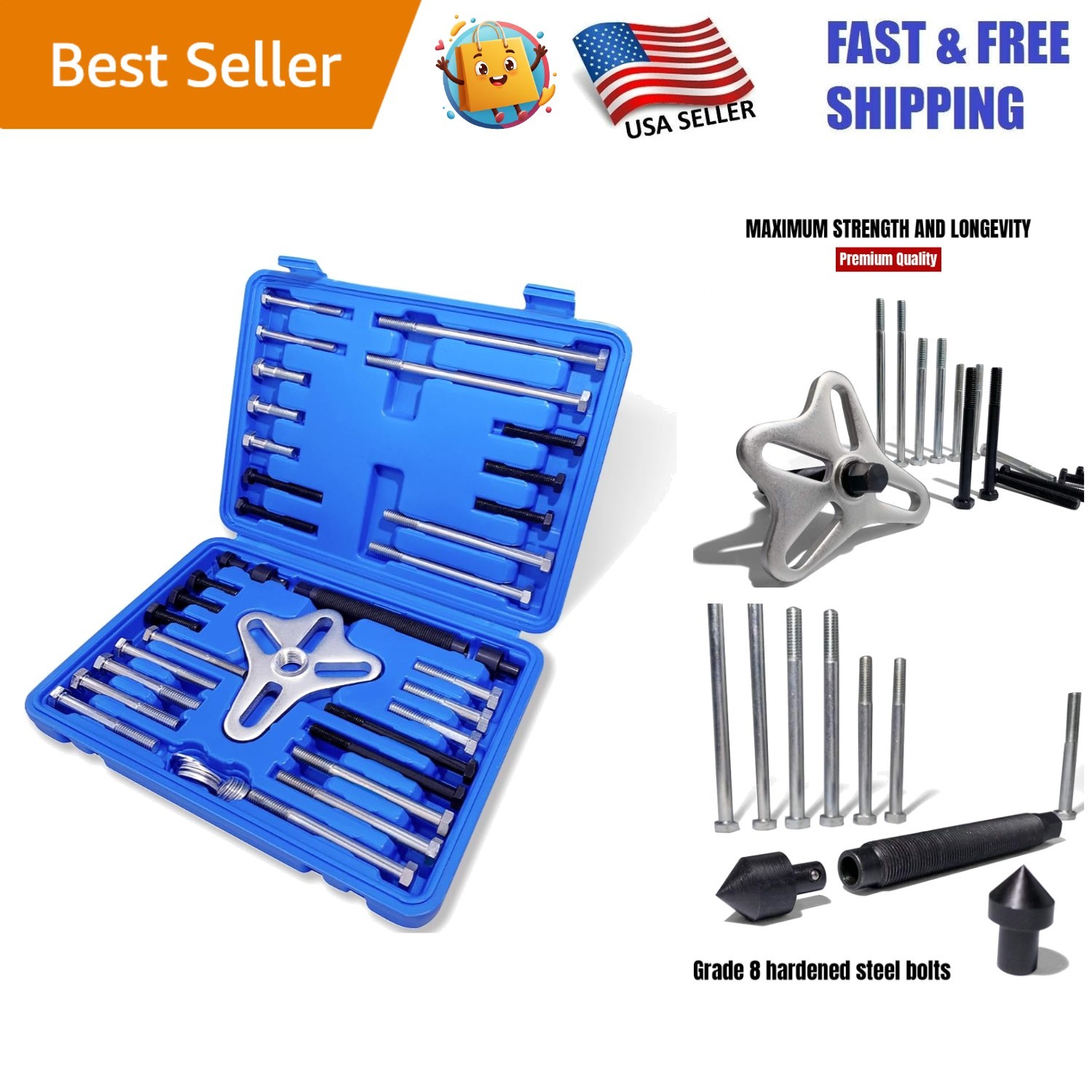High-Quality 46pcs Puller Set with Carrying Case - Durable Automotive Tool