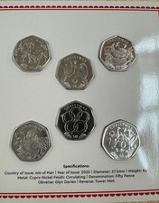 2025 Iom CHRISTMAS 50p coin set 6 Coins  ISLE OF MAN