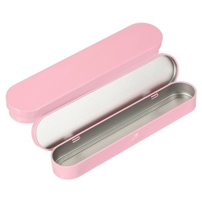 2Pcs Metal Rectangular Tinplate Tin Box with Lids Pink