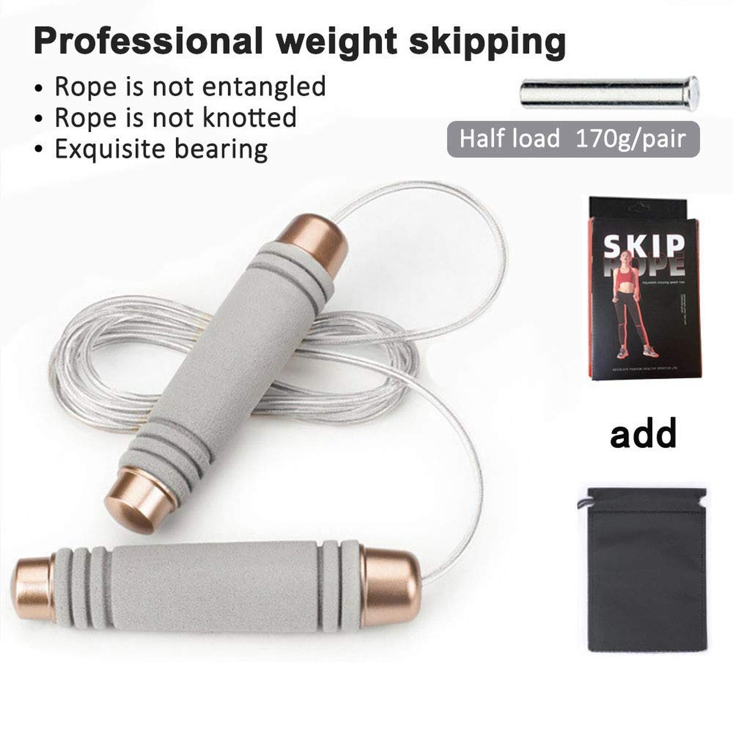 weighted jump rope for handle,Tangle-Free PU Wire rope with bearing comfortab...