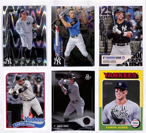 Aaron Judge 6 Card Lot 2025 Topps Chrome Raywave Refractor, Bowman Plat Heritage