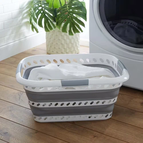 Collapsible Laundry Basket | Portable | Space Saver Storage | Hold 2 Loads - Picture 2 of 5