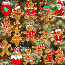 16Pcs Gingerbread Man Ornaments for Christmas Tree, Cute Multi Color