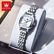 OLEVS Stainless Steel Square Wristwatch Women's Quartz Watch Gift for Ladies