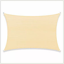 12 Ft. X 8 Ft. 190 GSM Beige Rectangle Sun Shade Sail Screen Canopy, Outdoor Pat