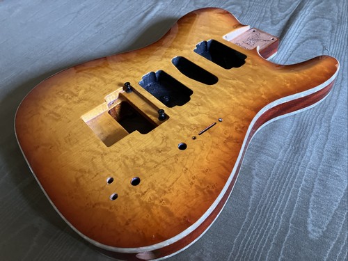 Warmoth Figured Top Telecaster Guitar Body Maple/Mahogany Floyd Rear Routed Tele