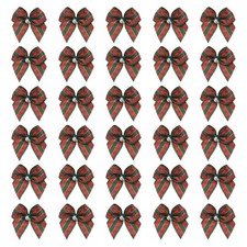 50 Pcs Mini Red Green Ribbon Bows with Pearl 1" Ribbon Flowers Appliques