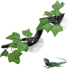 Reptile Corner Branch Resin Climb Tree Branch Decor W/ Leaves Terrarium Plant