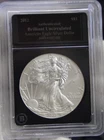 2012 US Silver Eagle $1 Gem Unc Black Bradford Slab