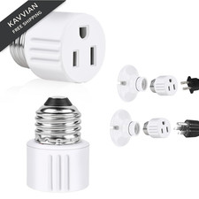 Outlet Light Socket Adapter E26 Light Bulb to Plug Converter for Garage 1 