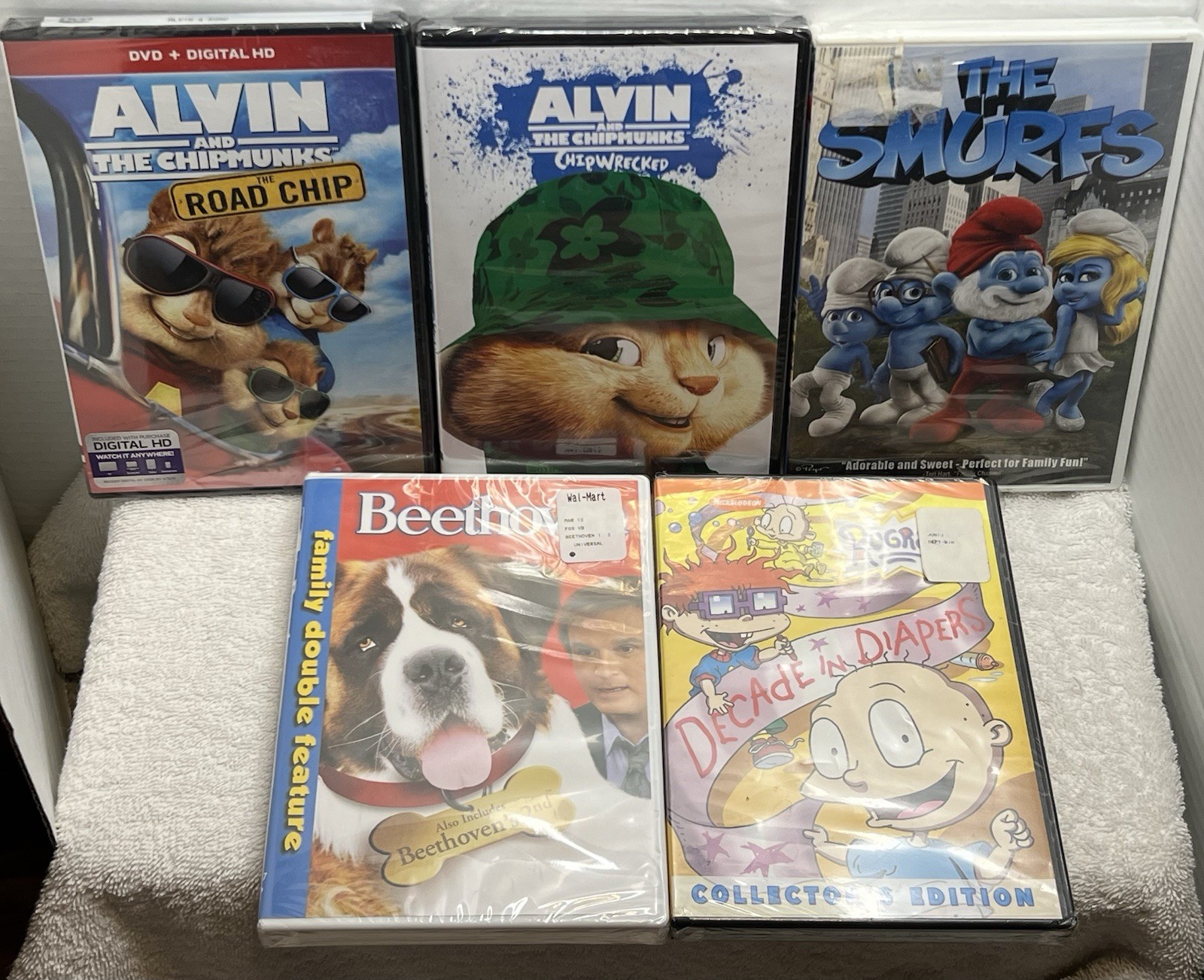 New/Family Fun Movie Night DVD Lot/5 Smurfs/Rugrats/Alvin & The Chipmunks