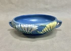 Roseville Pottery Freesia #464-6 Lavender White & Blue Low Bowl 8-1/2"
