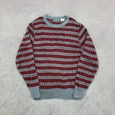 Vintage abstract knitted jumper Patterned Grandad knit sweater Men's XL