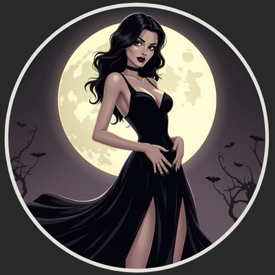 Pinup girl sticker vinyl decal gothic pinup curvy silhouette moon night forest