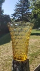 Large Vintage Yorktown Amber Glass Vase Honeycomb With A Flared Rim