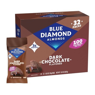 Blue Diamond Almonds 100 Calorie To-Go Dark Chocolate Snack Nuts, 32 Packs