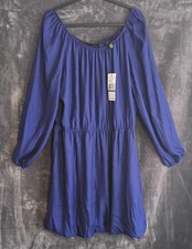 Kenneth Cole New York Gather Around Dress Indigo Bubble Hem Size XL