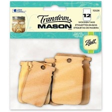 Ball Mason Canning Jar Wood Tags 12-pc Tan Embellishment Craft Projects Kitchen 