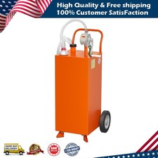 30 Gallon Fuel Caddy w/Pump Wheels Portable Fuel Gasoline Diesel Transfer Tank