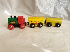 Vintage BRIO Train Lot Engine Cargo Cars Wooden Toy Collectible