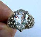 Vintage 925 Sterling Silver Big Pale Blue Clear Solitaire Gemstone Ring Size 10