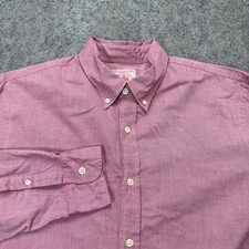 J. Press Oxford Shirt Men L Pink Solid OCBD Long Sleeve 44"
