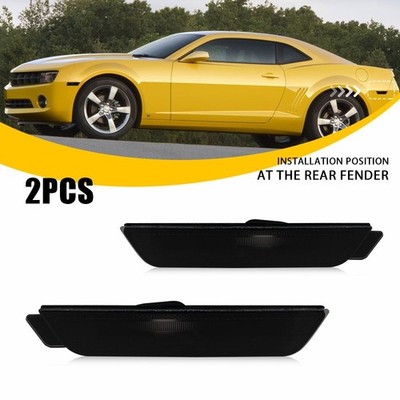 4PC Smoked Rear Side Marker Lights Lamps Housing For 2010-2015 Chevrolet Camaro