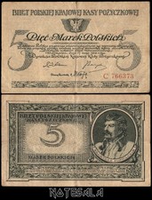 POLAND 5 MAREK 1919 Pick-20b VF-  PREFIX C  S/N C 766373