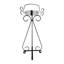 Vintage Iron Cigar Stand Smoking Rack Crystal Ashtray Mid-Century Modern