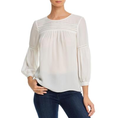 Parker Womens Cheryl Ivory Silk Sheer Keyhole Blouse Top L BHFO 8720