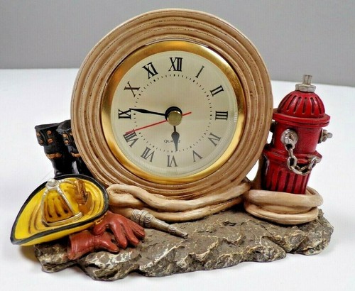 Vtg 1997 Just In Time Clock Firefighter Figurine Vanmark Red Hats of Courage - Picture 2 of 5
