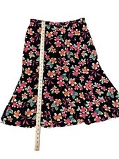 Sag Harbor Skirt Maxi Long Unlined Black Floral Size 16 B1