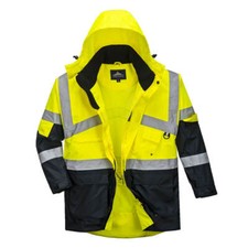 Image of Oxford Weave 300D Class 2 Hi Vis 2-Tone Breathable Jacket Yellow / Navy 3XL