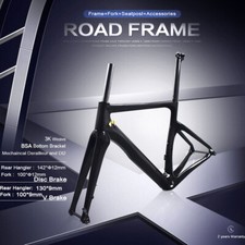 AIRWOLF Aero Carbon Fiber Road Bike Frame Disc/V Brake Frameset 3K BSA 700*25c