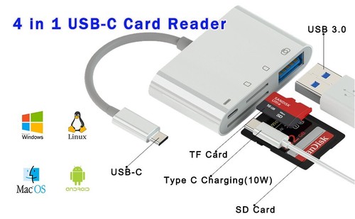 USB-C SD Kartenleser, 4 in 1 USB OTG Adapter kompatibel SD/TF Karte mit Ladegerät - Bild 7 von 7