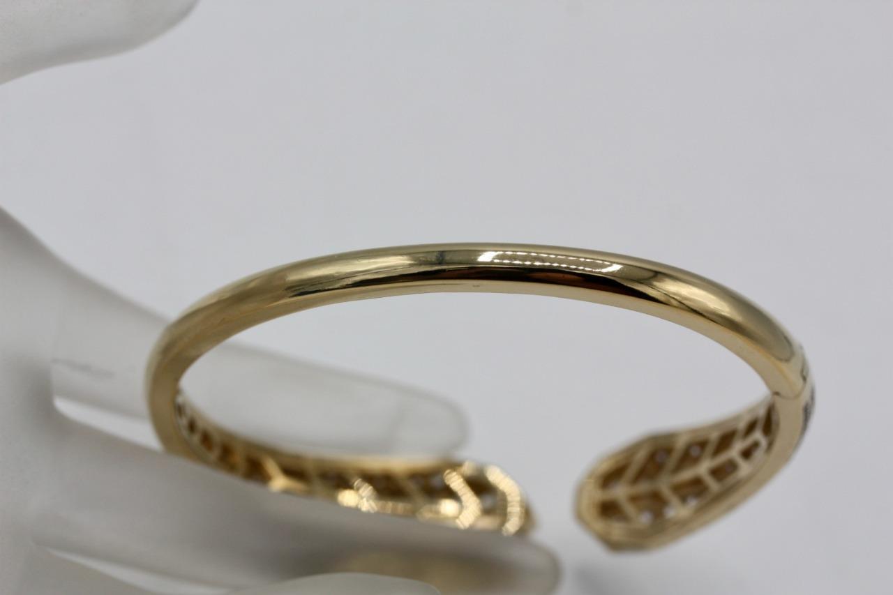 Solid 925 Silver Yellow Gold Plated Hinged Bangle… - image 5