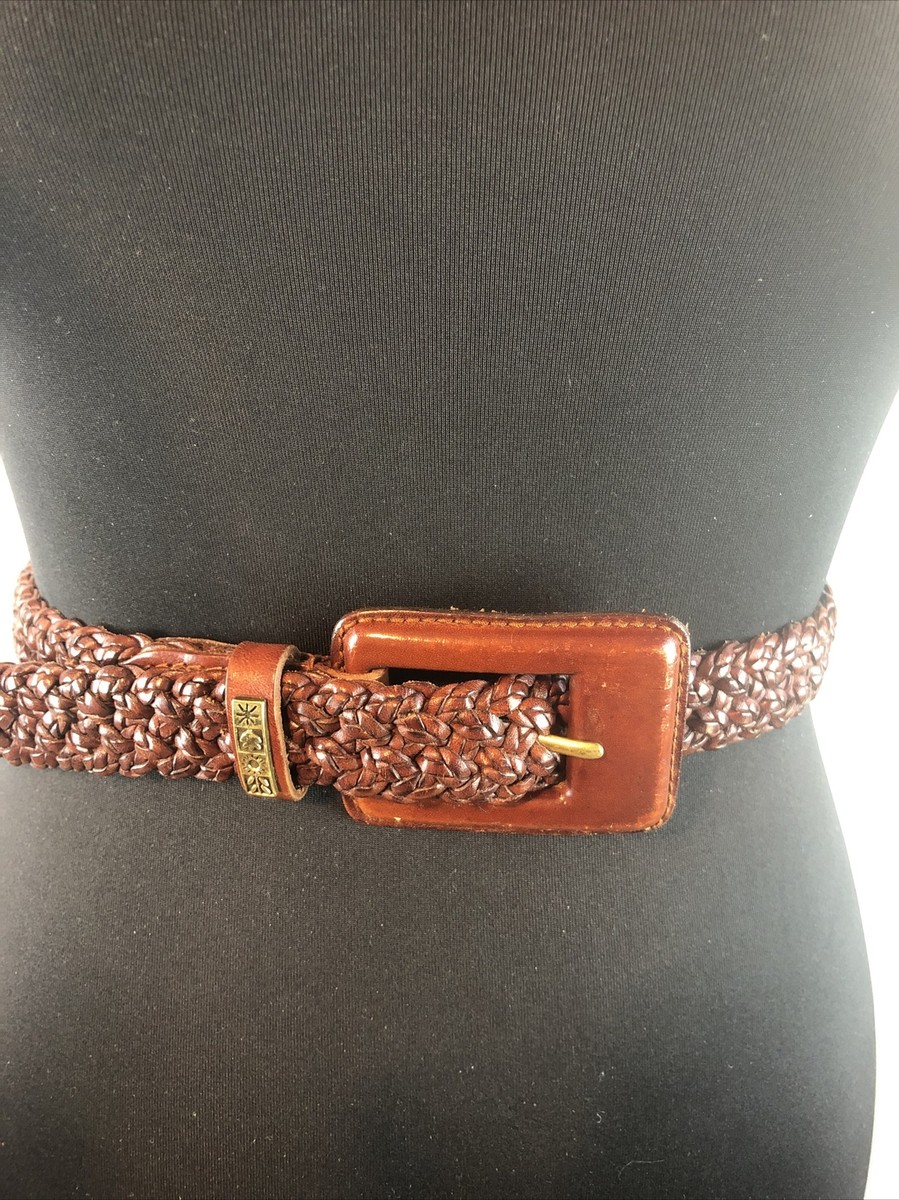Talbot\'s Genuine Leather Boho Style Belt Size X-Small Brown, Women Talbots leather brown belt w double buckle western boho  main image 3