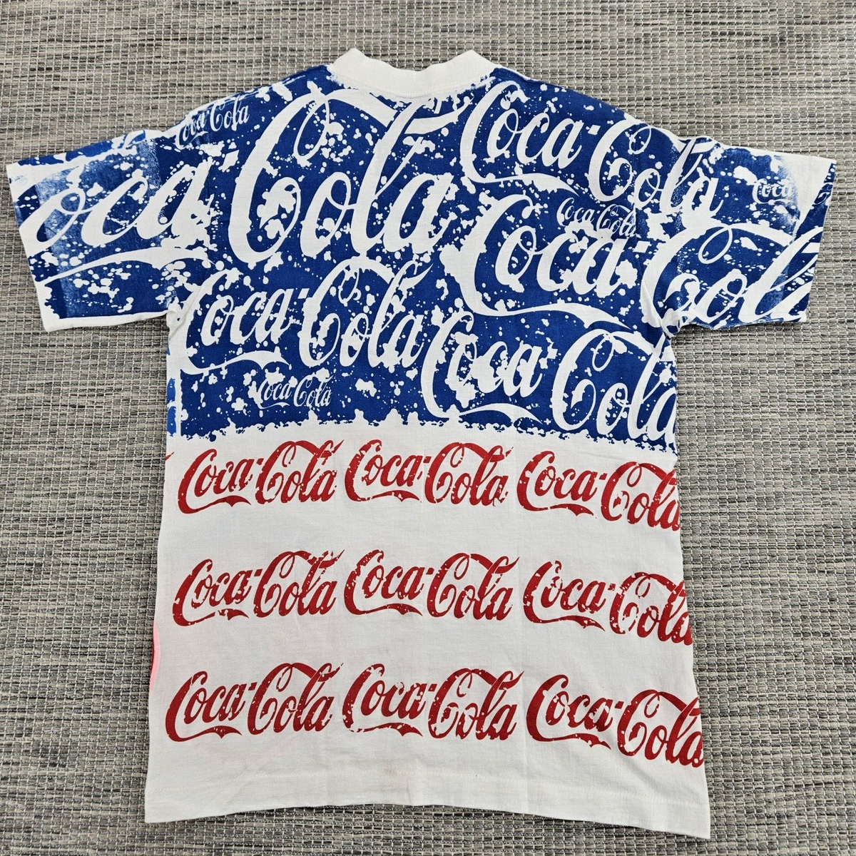 Vintage Coca Cola AOP T Shirt 1990s USA Made Size Large Red White Vintage Coca Cola AOP T Shirt 1990s USA Made Size Large Red White