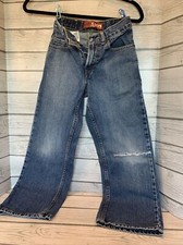 Vintage Levi's 569 Loose Fit Slim Boys Size 10 23x25 Dark Wash Blue Denim Jeans