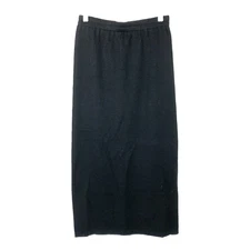 Vintage Linda Lundstrom Canada Wool Blend Black Knit Elastic Skirt Size Medium