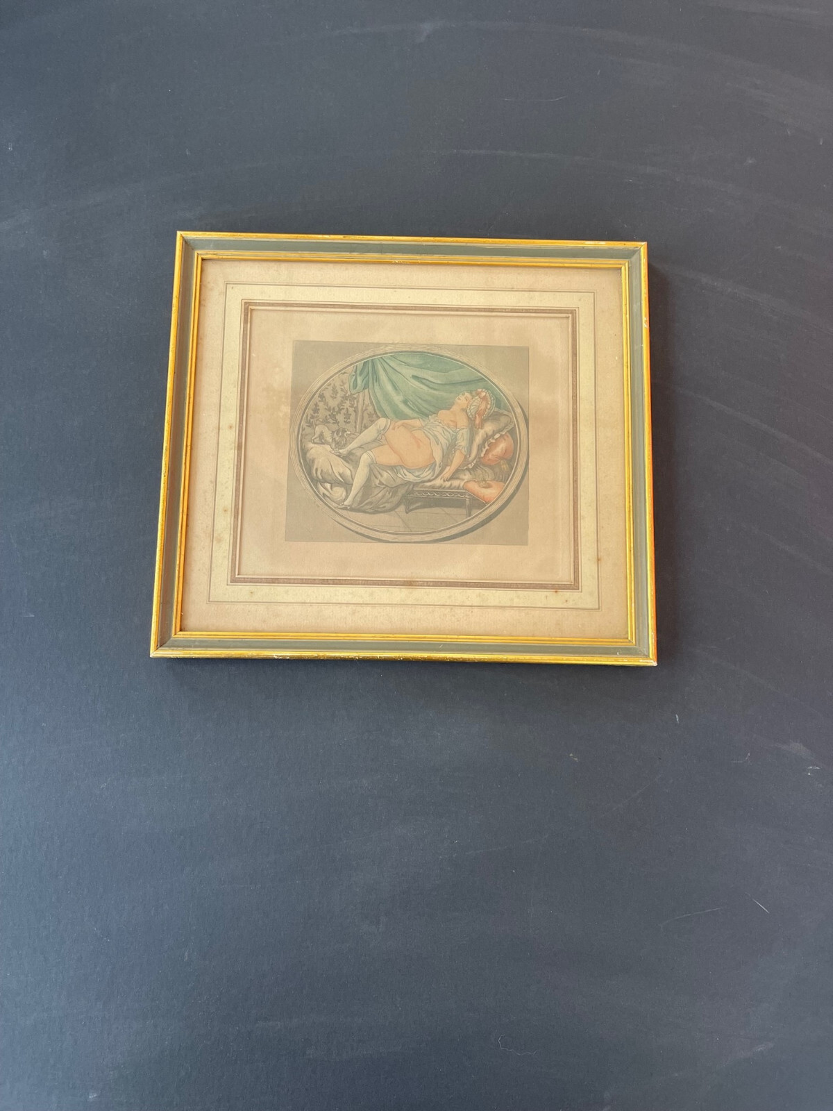 Gravure XVIIIème curiosa nu féminin scène galantejeune femme au chien érotisme eBay