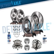 AWD Front Rear Rotors Brake Pads Wheel Bearing Hubs for 2009 - 2015 Toyota Venza
