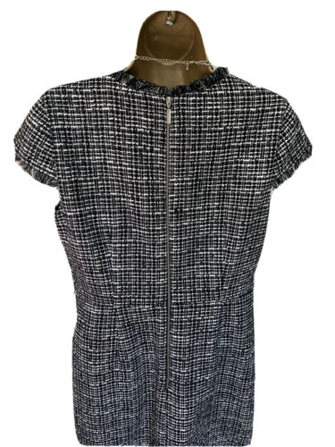 Lipsy Tweed Boucle Dress 14 Chain Black Glitter Fringe Occasion Party Evening - Picture 5 of 13