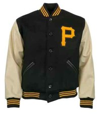 Men's Black Varsity Letterman Leather Sleeve Jacket Pittsburgh Custom Jacket