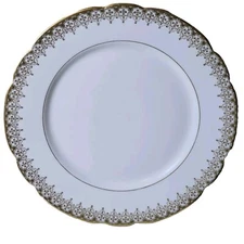 Set Of 6 J.P.L. Jean Pouyat Limoges France Handpainted Gold White 1 Signed 9" 