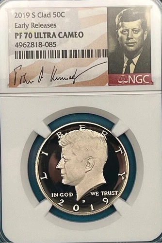 2019-S Kennedy Clad Half Dollar 50c NGC PF70 Ultra Cam Early Releases JFK Label