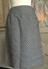 Vintage Talbots Women Skirt Wool Tweed Black White Chevron Lined USA Made